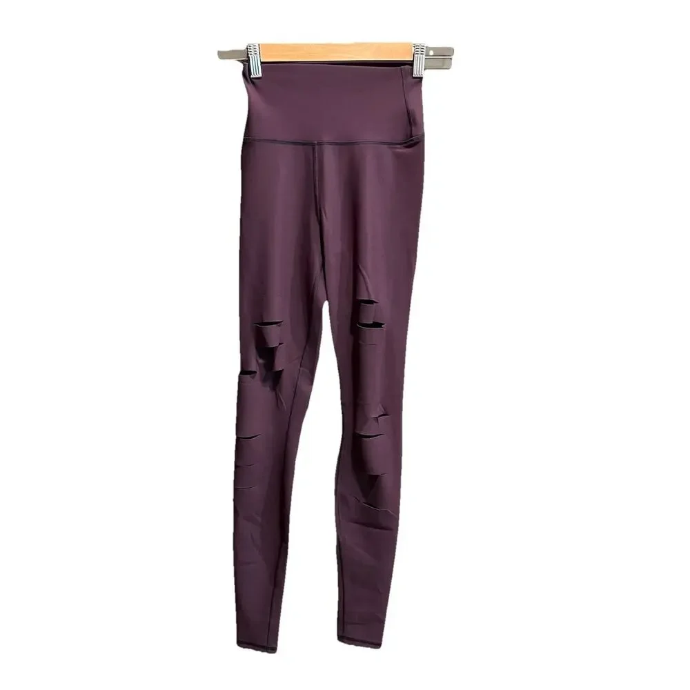 Alo Yoga Purple Cutouts Women's Activewear Leggings Size XXS